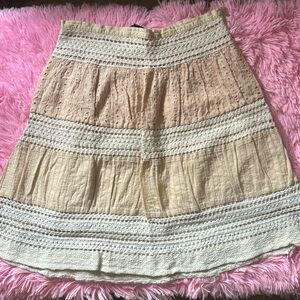 Forever 21 (XX I) sz S light peach and cream embroidered boho style skirt